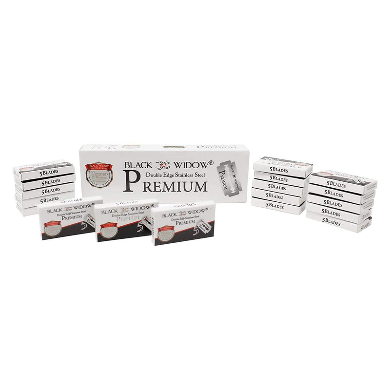 Black Widow Premium Double Edge Razor Blades - Swedish Steel Premium Razor Blades for Safety Razors and Straight Edge Razors - (100 Count)