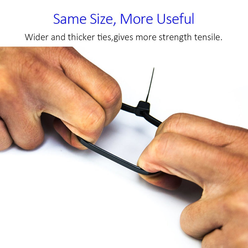 Flurhrt F-01 Nylon Zip Ties, Cable Ties 10 Inch, Black, Pack of 100