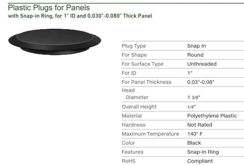 (Lot of 50) || CAPLUGS || Assorted 10 Each ( 1/4", 3/8", 1/2",3/4", 1") Flush Mount Black Hole Panel Plugs for Auto Body and Sheet Metal | Furniture Decor | by SBD