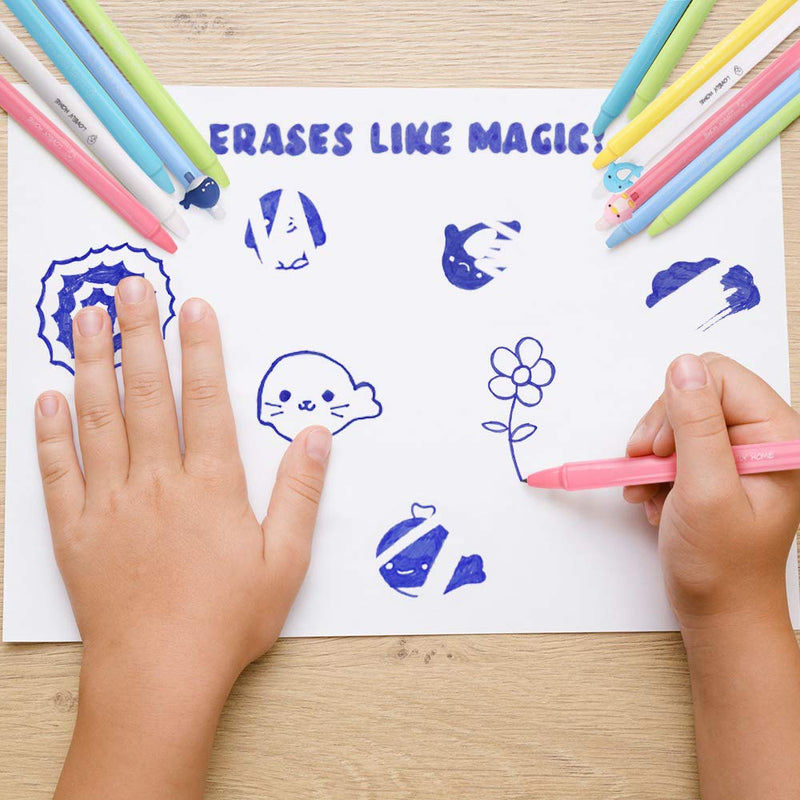 BUNMO Erasable Pens - Cute Kawaii Accessories - 12 Ink Pens Include 12 Extra Ink Refills. Cute Pens Make Great School Supplies or Office Supplies