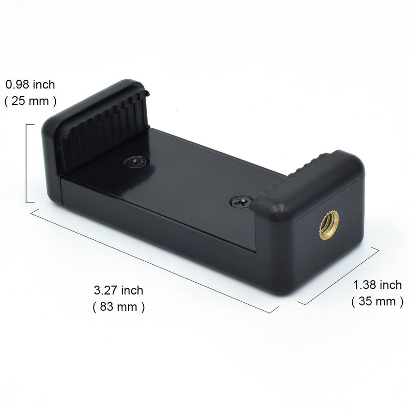 Universal Cell Phone Tripod Mount Adapter, OIMIO Phone Holder Clip Connector Head Used for Monopod Selfie Stick DSLR Travel Mini Flexible Tripod and More(2 Pack) 2pack black