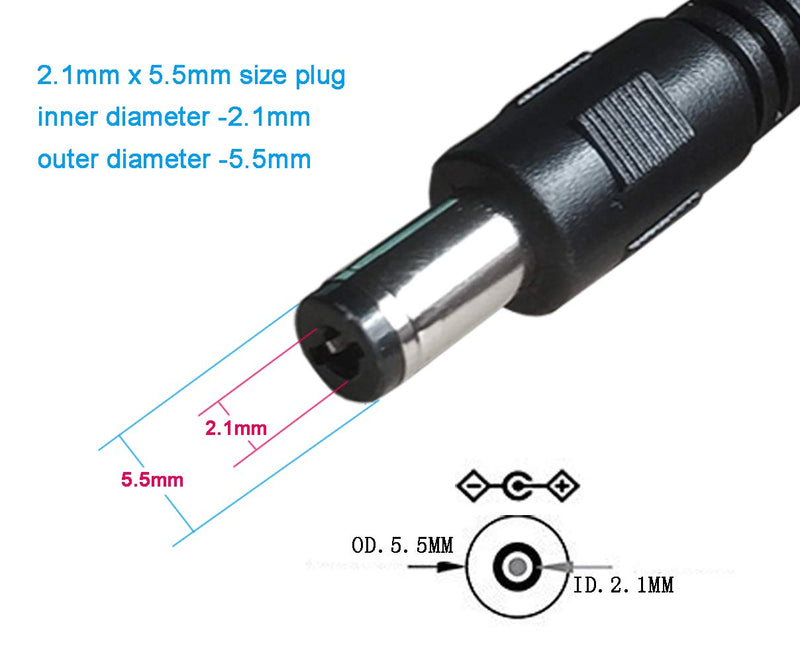 SIOCEN 3 Pack DC Power 1 Female to 2 Male 5.5mm x 2.1mm DC Power Supply Splitter Cable Cord, Y Splitter Adapter Wire,2 Way Y-Cable for Security CCTV Parking Camera, LED Strip Light Black