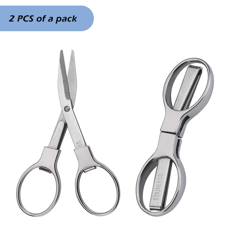 2Pcs Folding Scissors,Safe Portable Travel Scissors,Stainless Steel Telescopic Cutter Used for Home Office, Safety Portable Travel Trip Scissors Non-hangable Scissors