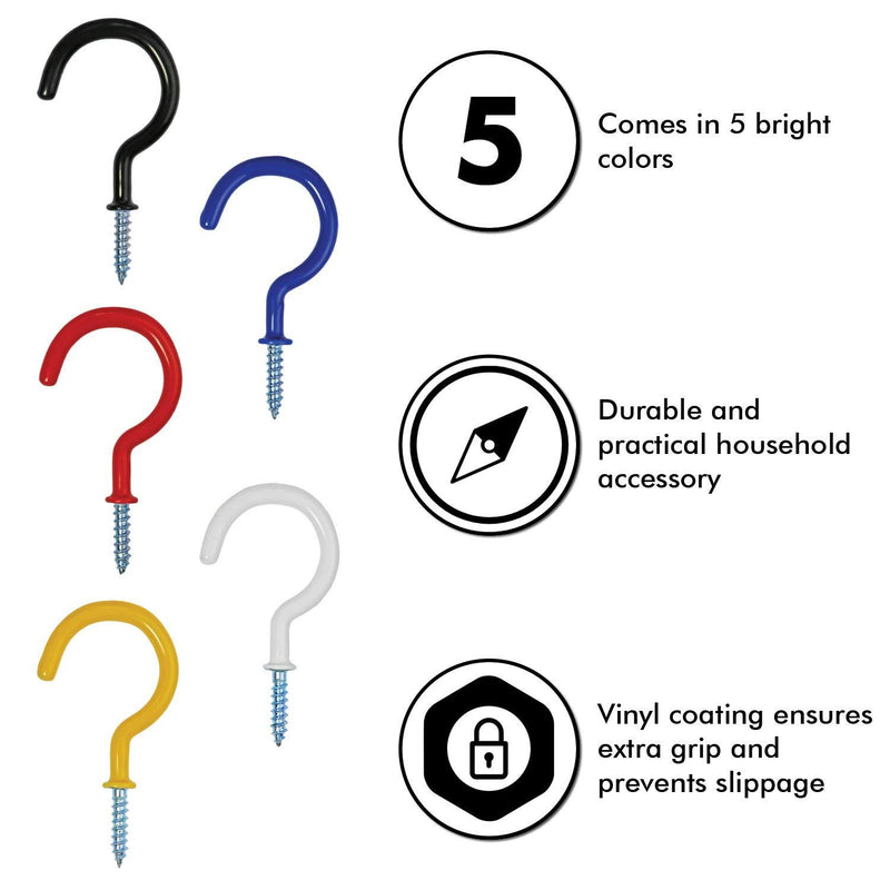 Vinyl Coated Screw-in Ceiling Hooks Cup Hooks 2.9 Inches Screw Hooks 30 Pack (Black) Black 30 Pack