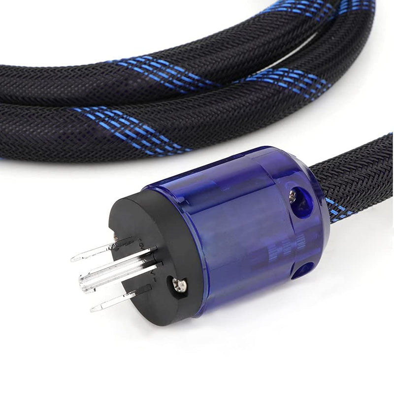 Monosaudio HiFi Audio AC Power Cable, Power Cord with 3-Prong US Version Rhodium Plated Plugs, 12AWG Audiophile Power Cord 125V 15A, Braided Sleeves Power Line (4.9FT/1.5M) 4.9FT/1.5M