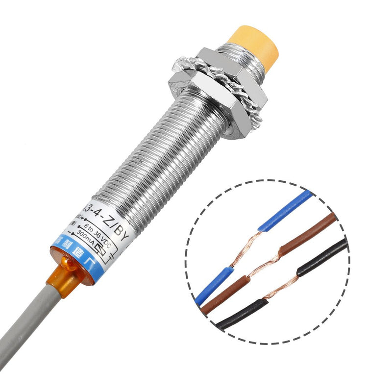 uxcell 6-36VDC 4mm Detecting Distance PNP NO Inductive Proximity Switch LJ12A3-4-Z/BY