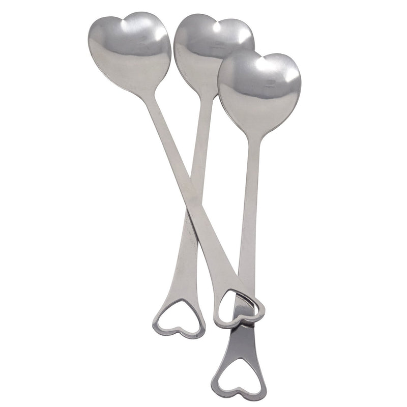 Honbay 10PCS 14.3cm/5.6Inch Stainless Steel Creative Lovely Sweet Heart Shape Fine Polishing Coffee Scoops Coffee Sugar Spoons Milk Dessert Spoons Teaspoons Kitchen Stirring Spoon