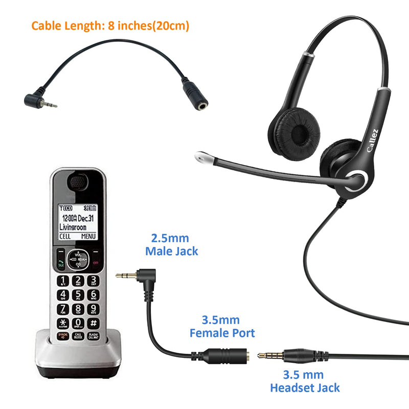 Callez 3.5mm Female to 2.5mm Male Headphone Adapter Cable Connector, Suit for Smartphone Headset Convert to 2.5mm Jack Work for Telephone and Cordless Phones with 2.5mm Headset Jack