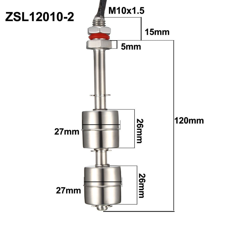 uxcell Stainless Steel Float Switch for Water Pump Tank Swim Pool Garden Pond Liquid Water Level Sensor M10 134mm Length