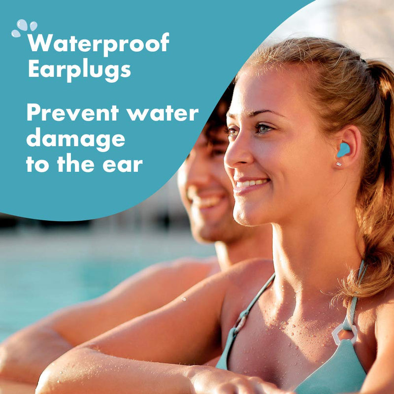 Ear Plugs for Sleeping, Acousdea Reusable Moldable Silicone Ear Plugs, Waterproof, Suitable for Snoring, Swimming, Working, Studying, Noise Cancelling up to 40 dBSPL, Blue with Carry Case, 6 Pairs