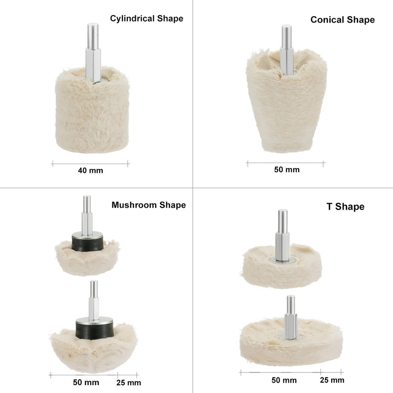 Polishing disc for drill, JTENG polishing attachment 6 pieces brush set conical polishing wheel polishing cone polishing buffing pad for manifold aluminum stainless steel chrome etc