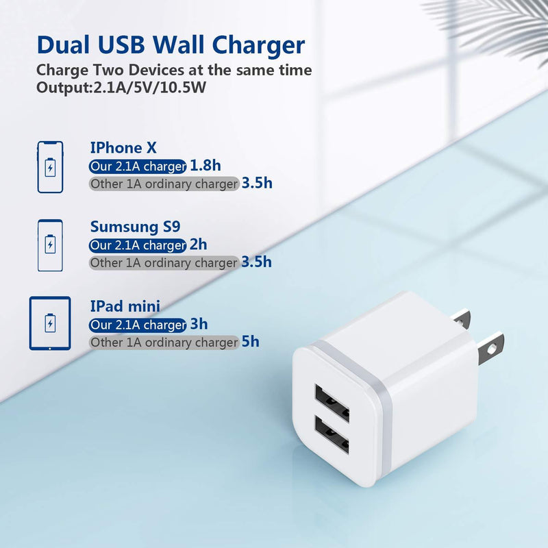 Phone Charger Cable 3ft 6ft 10ft with Wall Plug, LUOATIP 5-Pack Long Charging Cord + Dual Port USB Block Cube Adapter Replacement for iPhone 11 XS/XS Max/XR/X 8/7/6/6S Plus SE/5S/5C, Pad, Pod
