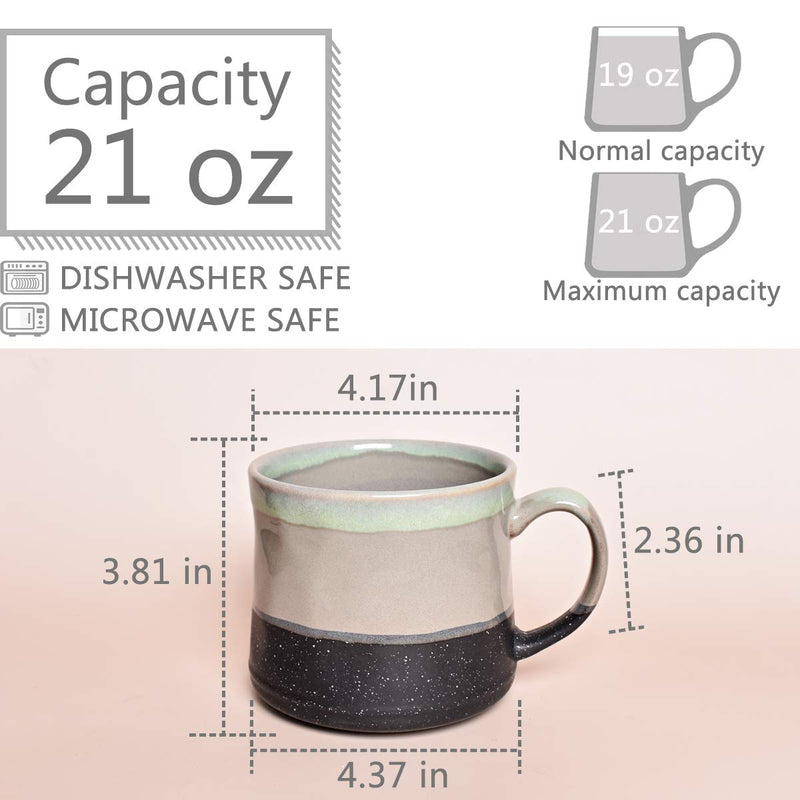 Bosmarlin Large Ceramic Coffee Mug, Big Tea Cup for Office and Home, 21 Oz, Dishwasher and Microwave Safe, 1 PCS… (Grey) Gray