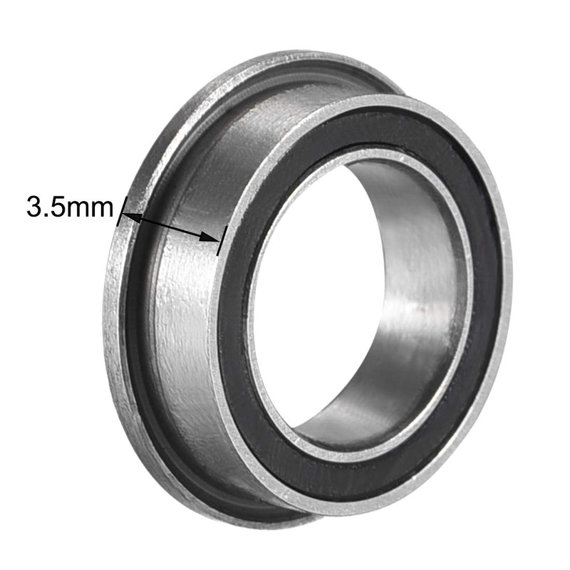 uxcell MF128-2RS Flanged Ball Bearing 8x12x3.5mm Double Sealed (GCr15) Chrome Steel Bearings 5pcs