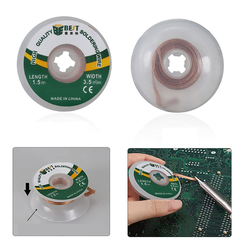 Tiardey 2pcs Solder Wick, Desoldering Wick for Removing Solder and Disassembling Electrical Components, No-Clean Solder Wick Braid (W: 3mm. L: 60ft)