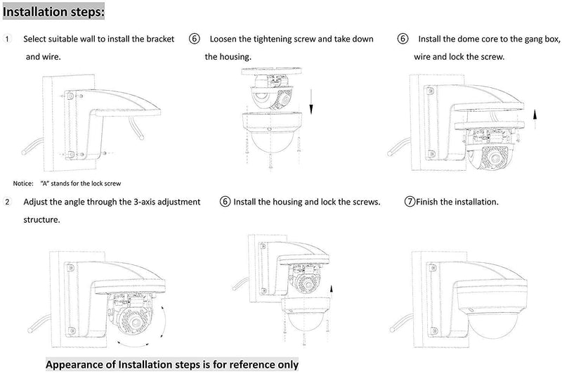 Indoor Wall Mount Bracket DS-1258ZJ for Anpviz IP POE Dome Camera IPC-D250W/280W