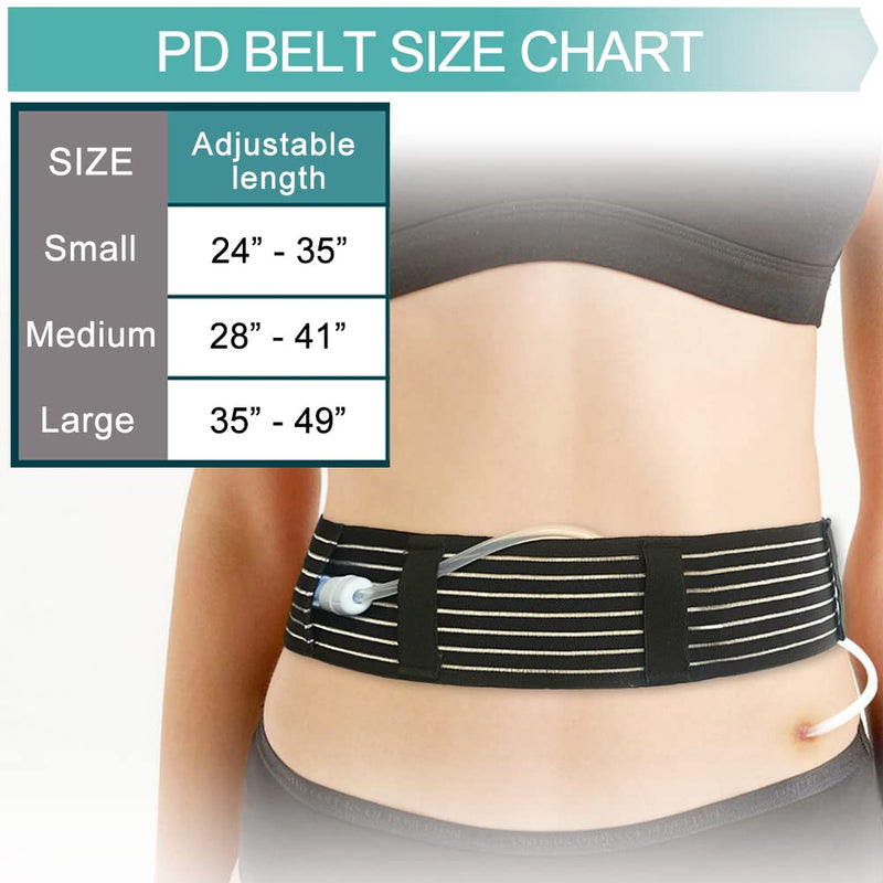 Soft Breathable Peritoneal Dialysis Belt Adjustable PD Catheter Holder Accessories Discreet for Safety Secure Transfer Set Peg Feeding Tube Supplies Men Women Black Large Large 35-49 Inch (Pack of 1)