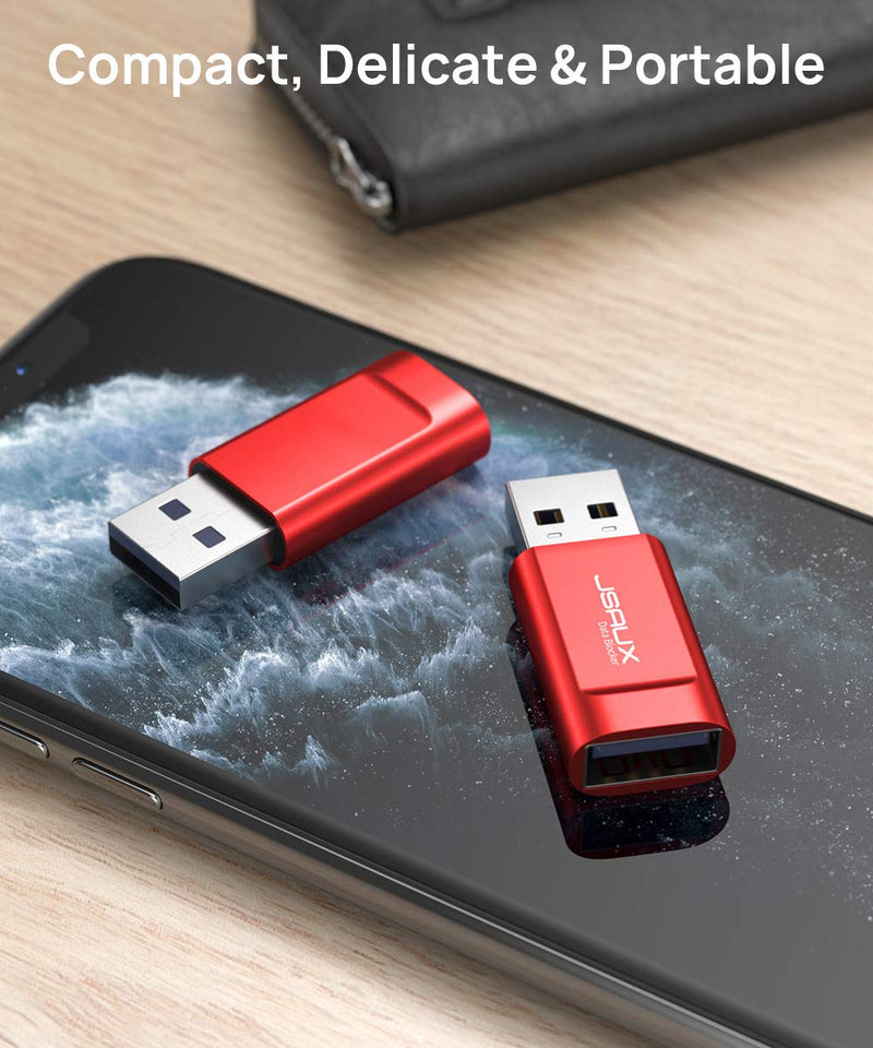 USB Data Blocker, JSAUX (4-Pack) USB-A Defender Only for Quick Charge, Protect Against Juice Jacking, Refuse Hacking Provide Safe Charging- Red