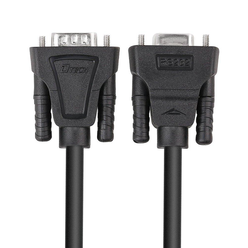 DTECH DB9 RS232 Serial Cable Male to Female Extension Null Modem Cord Cross TX/RX line for Data Communication (6 Feet, Black) 6ft
