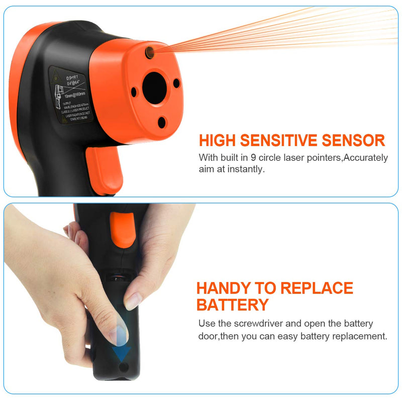 Digital Infrared Thermometer Non-Contact Temperature Gun,16:1IR Laser Grip Accurate from -50℃~800℃(-58℉~1472℉),Pyrometer with Adjustable Emissivity for Industry Kiln Forge【Not for Human】 985C(-58℉~1472℉)