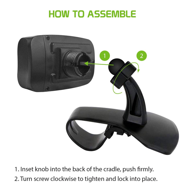 Phone Holder Mount â€“ Car Dashboard Cell Phone Holder - Clip On Adjustable Car Stand Handsfree Non Slip Cradle Compatible for Smartphones Apple iPhone Samsung Android Switch and GPS (Black)