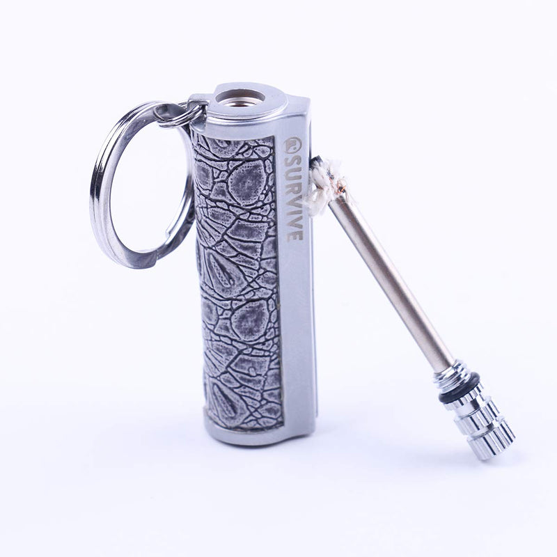 SURVIVE Permanent Match Metal, 2 Pack, Reusable Survival Fire Starter Lighter, Emergency Waterproof Keychain Striker Stick Kit Silver