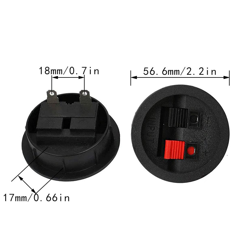 LRONG Round Speaker Terminal Cup 4PCS Round Express Spring Clip Double Binding Post Screw Wire Car Subwoofer Speaker Wire Terminal Connector WP2-9