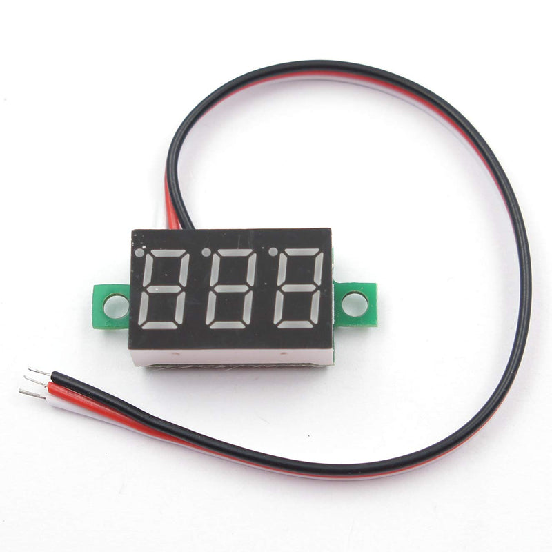 (5 Pack) JacobsParts DC 0-30V 3-Wire Voltmeter 3-Digit LED Display Panel Volt Meter Digital Voltage Tester (Red) Red