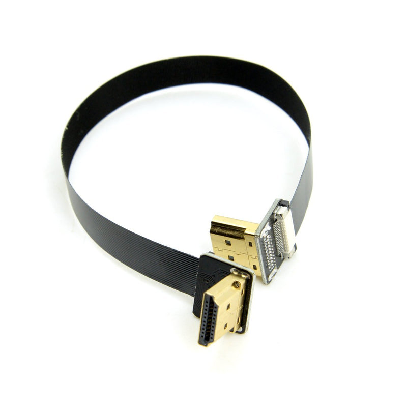 CY FPV Dual Up Angled 90 Degree HDMI Type A Male to Male HDTV FPC Flat Cable 20cm for Multicopter Aerial Photography 0.2m