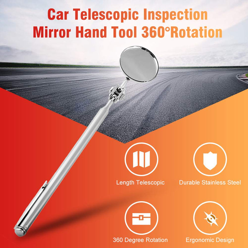 Retractable Round Inspection Mirror Telescoping Mirror Round Telescopic Mirror Tool Hand Tool with Handle for Mechanics Cars(30×600mm Pen Clip)