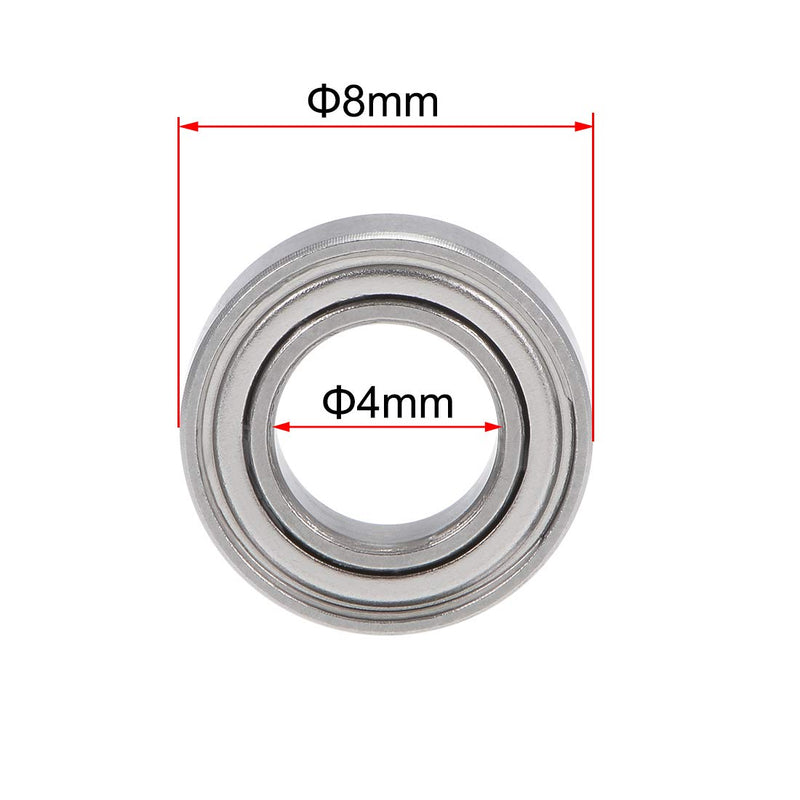 uxcell SMR84ZZ Stainless Steel Ball Bearing 4x8x3mm Shielded MR84ZZ Bearings 5pcs