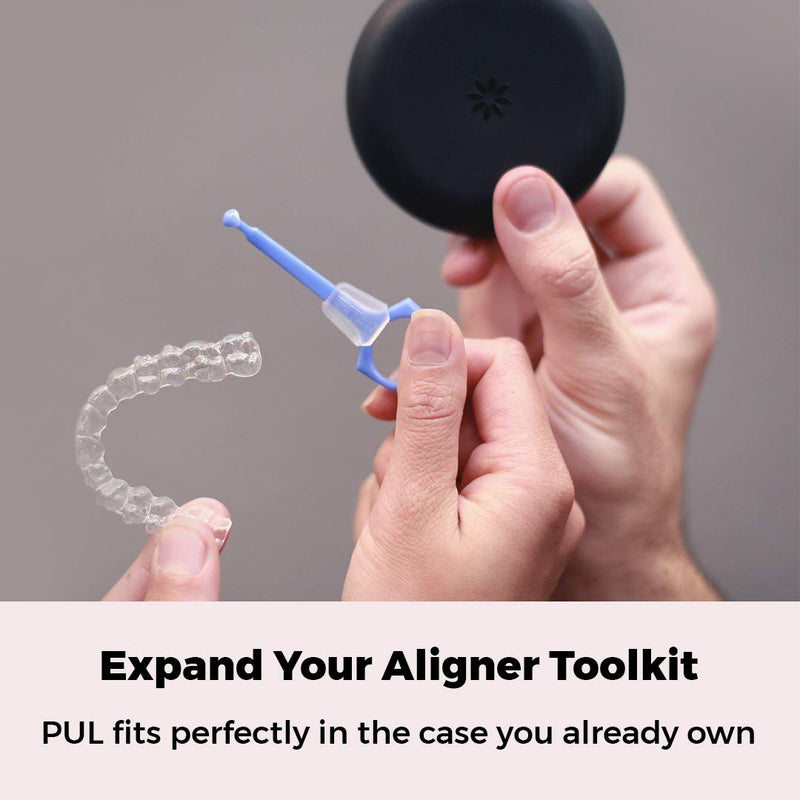 Clear Aligner Removal PUL Tool for Invisalign Removable Braces & Trays by The Pultool | Compatible with Removable Braces, Aligners, Retainers, & Dentures | Hygienic, Durable, Compact (2, Blue) 2 Pack