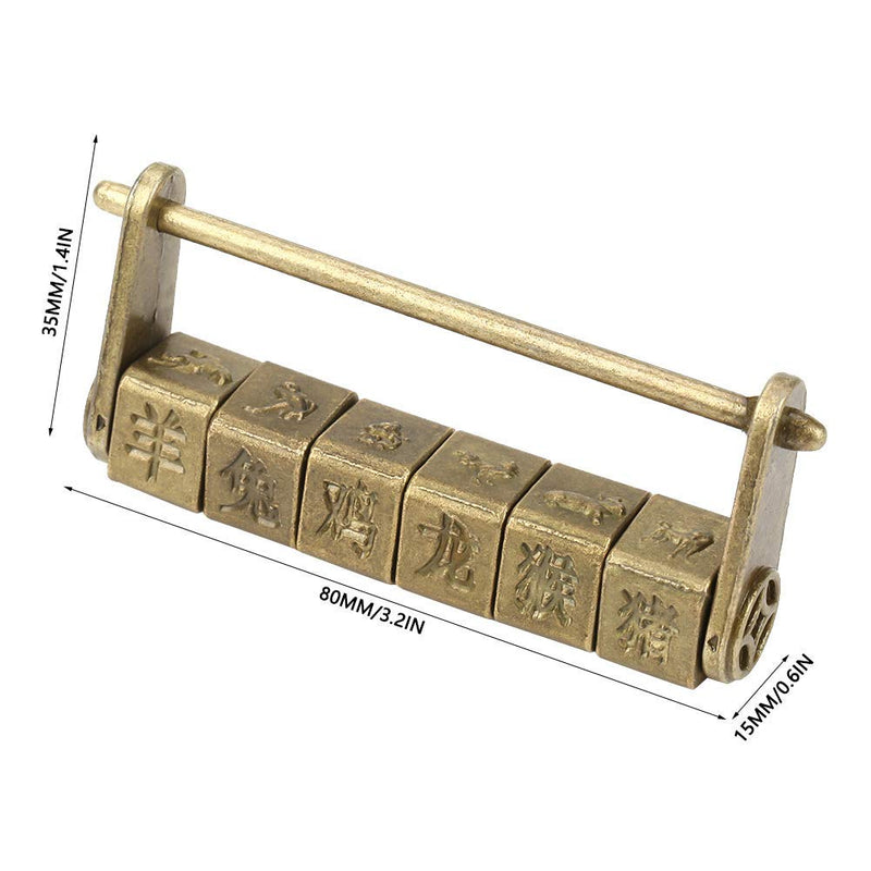 Retro Zinc Vintage Antique Chinese Old Jewelry Code Password Lock Padlock Lock Jewelry Box Padlock Hardware