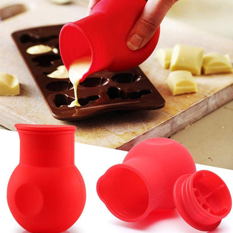 DD-life 3 Pcs Silicone Chocolate Melting Pot, Butter Sauce Milk Microwave Baking Pouring Tool Blacl+Green+Red