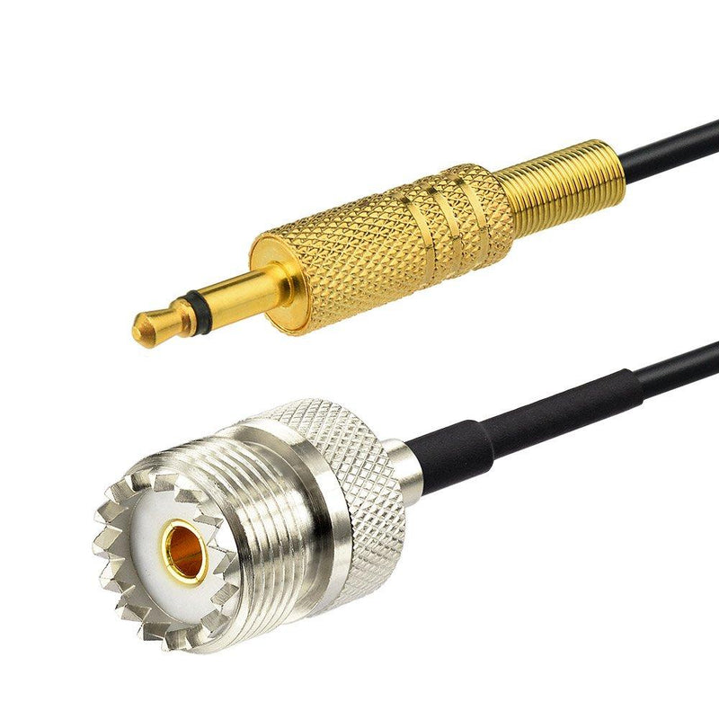 Eightwood UHF Female SO239 to 3.5mm Mono 1/8" TS Stereo Plug Adapter Antenna Extension Cable 3 feet