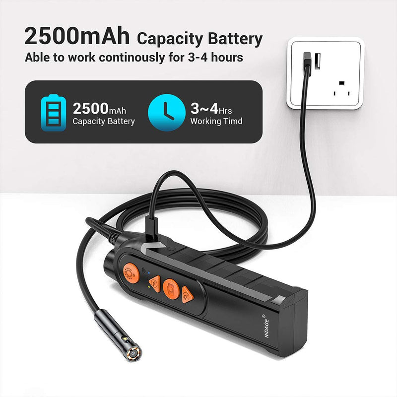 0.19inch Dual Lens Wireless Endoscope NIDAGE 5.0mm Automotive Snake Camera for Android iPhone Smartphone Tablet Waterproof WiFi Borescope Industiral Inspection Camera with 7 LEDs for Sewer Pipe 11.5FT