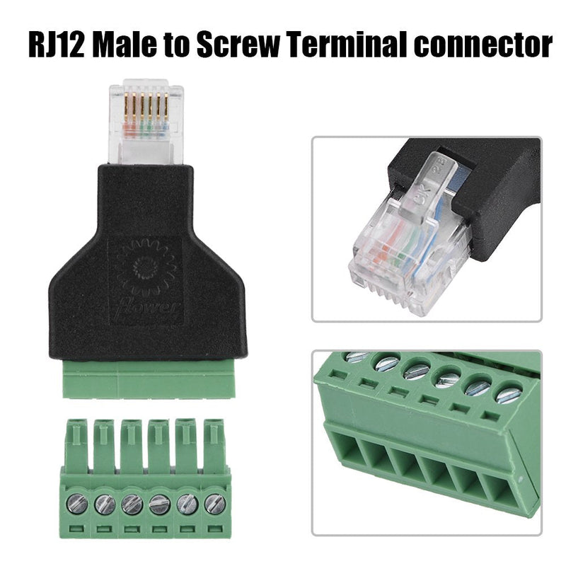 Cable Audio Adapter, Ethernet RJ12 6P6C Male to 6 Pin Screw Terminals Adapter Connector