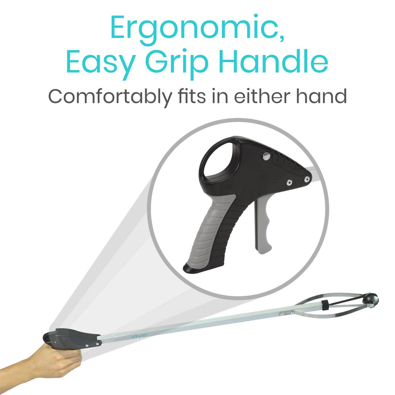 Vive Suction Cup Reacher Grabber (2 Pack) - 32 Inch Heavy Duty Mobility Grip Hand Aid - Handle Tool Light Bulb Remover, Long Handled Trash Litter Picker, Garbage Garden Nabber, Extender Arm Pickup 2