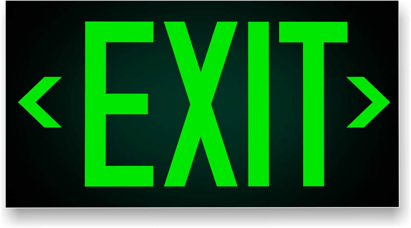 Photoluminescent Exit Sign Green - Aluminum Code Approved Aluminum UL 924 / IBC / NFPA 101