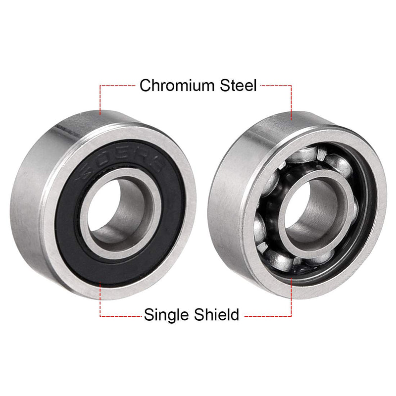 uxcell 605RS Deep Groove Ball Bearing Single Sealed 160015, 5mm x 14mm x 5mm Chrome Steel Bearings (Pack of 10) 5mmx14mmx5mm