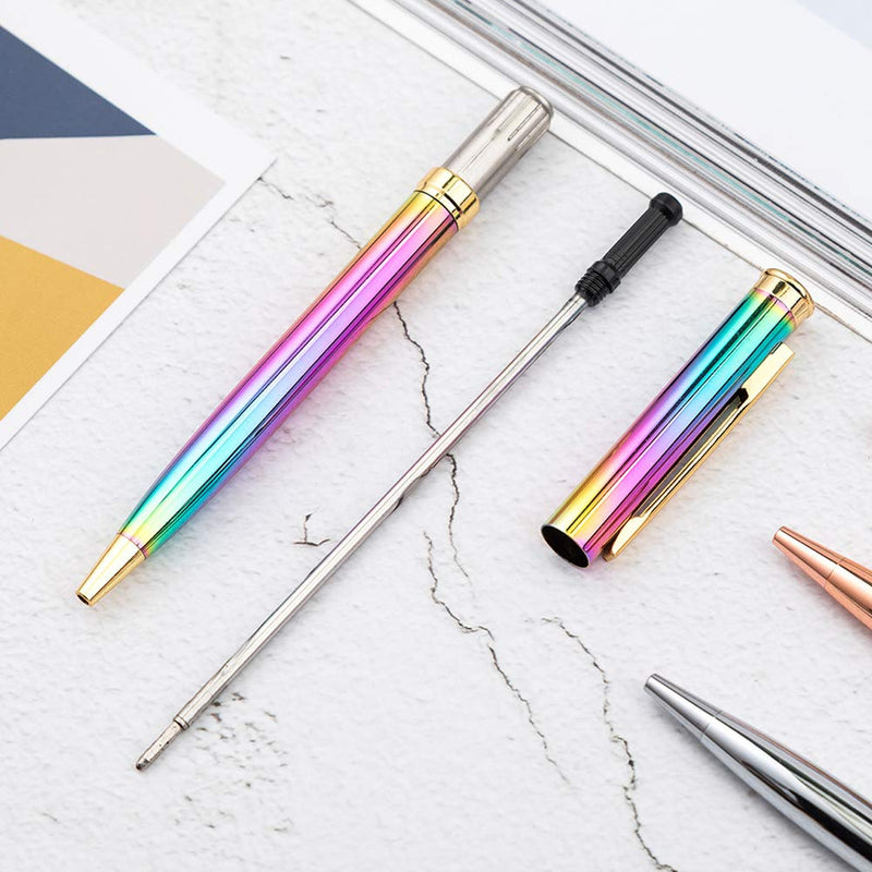 3 Pieces Rainbow Metal Ballpoint Pen Retractable Metal Crystal Pens Creative Signature Pens Cute Ballpoint Pens with 10 Pcs Replacement Refills for Office Supplies, Decorations, Women Gifts