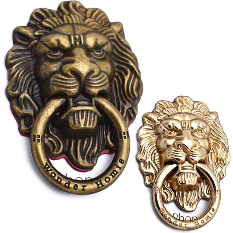 Tvoip 3Pcs Phone Holder Metal Lion Mobile Phone Ring Stand Universal Desktop Bracket Plating Retro Style Lion Head Finger Holder Buckle