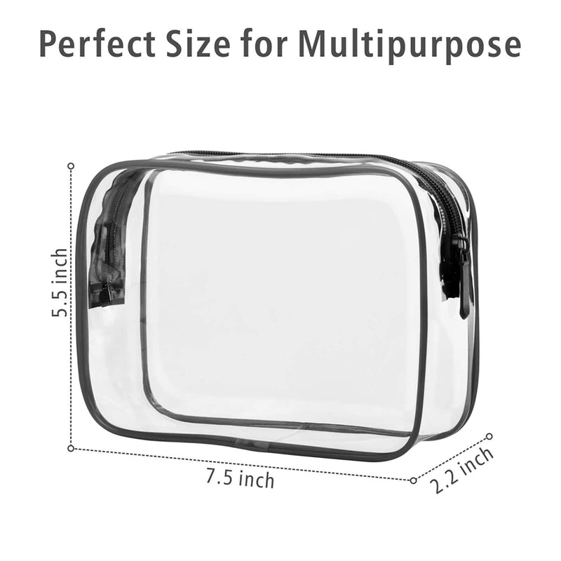 Clear Toiletry Bag, Packism 3 Pack TSA Approved Toiletry Bag Quart Size Bag, Travel Makeup Cosmetic Bag for Women Men, Carry on Airport Airline Compliant Bag Black