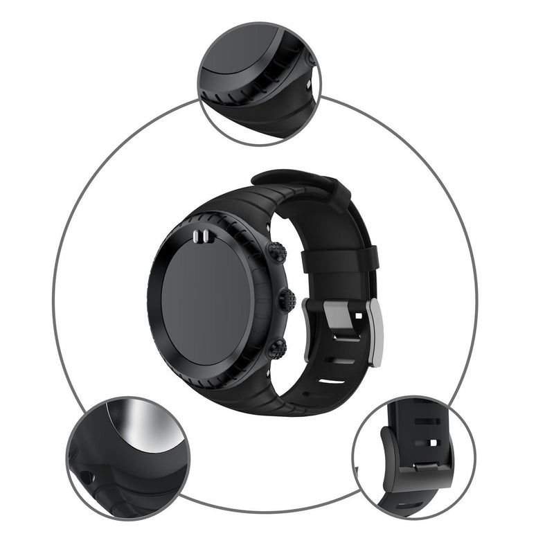 PATROHOO Suunto Core Strap, Rubber Replacement Watch Band for Suunto Core SS014993000. black