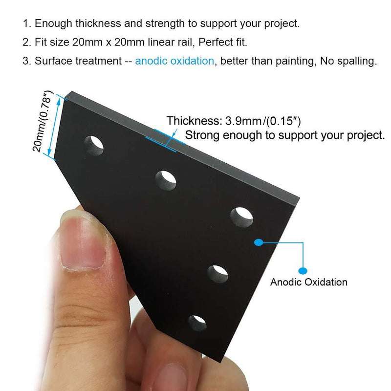 4Sets 20x20 Series L Shape Joint Bracket with Screws and Nuts Interior Corner Connector for 2020 Aluminum Extrusion Profile 3D Printer Frame