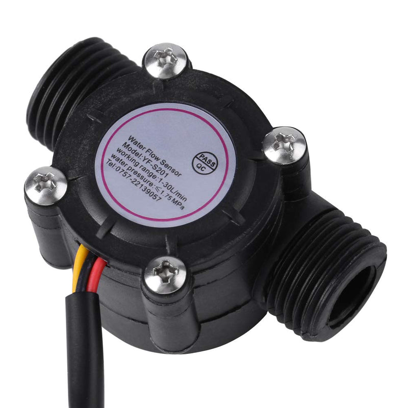 Keenso High Precision DN15 G1/2 Water Flow Sensor Hall Flow Meter with 4 Tubes Pulse Flow Sensor (Black 3 Lines) Liquid Level Sensors