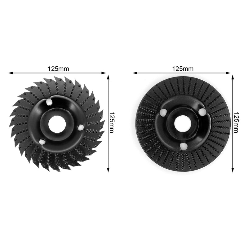 Yuhtech Pack of 2 sanding discs 125 mm for angle grinder, wood, sanding disc, wood cutter, rasp disc, angle grinder, wood cutter for angle grinder, polishing, carving, sanding