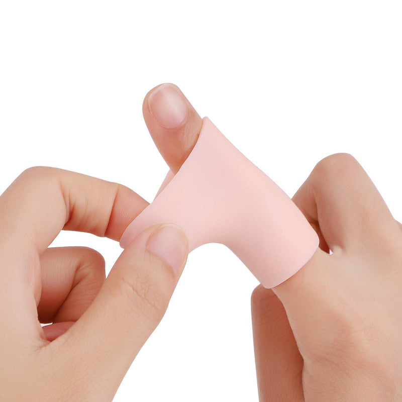 Holiberty 10pcs Gel Finger Protector Silicone Finger Cots Thumb Sleeves Finger Sleeves Finger Tip Cover Toe Finger Protection Great for Trigger Finger, Hand Eczema, Finger Cracking, Finger Arthritis nude