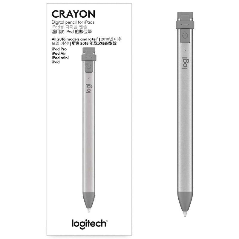 Logitech Crayon Digital Pencil for iPad Pro 12.9-Inch (3rd & 4th Gen), iPad Pro 11-Inch (1st & 2nd), iPad (6th, 7th, 8th and 9th Gen), iPad Air (3rd, 4th, 5th Gen), iPad Mini 5, iOS 12.2 & Above -Grey Grey