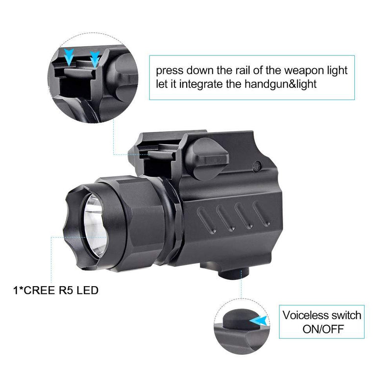 TrustFire G01 Pistol Light Compact Tactical Gun Flashlight 210 Lumen Weapon Mounted Light for G 17 19 21 22 30 43 48 and Picatinny Rail, Good for Gift Giving